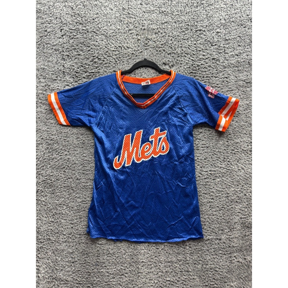Vintage 70's 80's Pro Sport New York Mets Mesh Baseball Jersey Blue Kids Size XL